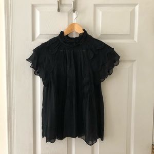 Ulla Johnson black sheer washed silk top
